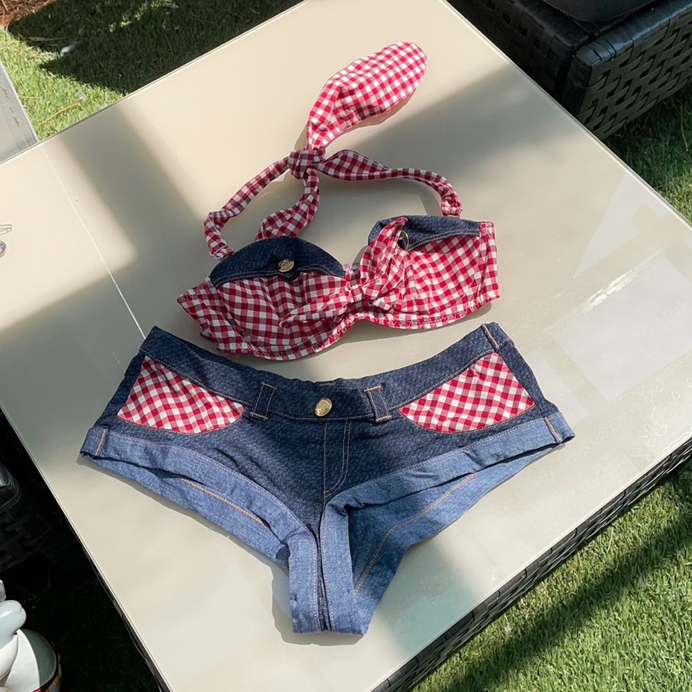 New Agent Provocateur Gingham cowboy bikini 34B+M